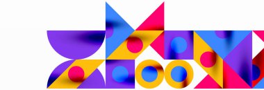 Renkli daireler, çizgiler, oklar, üçgenler ve diğer geometrik şekiller. Duvar Kağıdı, Sancak, Arkaplan, Kart, Kitap İllüstrasyonu, İniş Sayfası