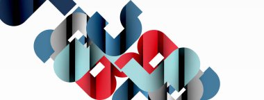 Soyut arkaplan. Siyah gölge çizgileri efektli renkli geometrik eğriler