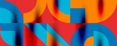 Neo memphis geometrik desenli daireler, kareler. Kapaklar, afişler, el ilanları ve posterler ve diğer şablonlar için pop sanatları soyut arka plan