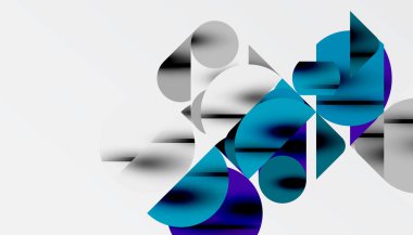 Renkli güzel daireler, yarı daireler, kareler ve yuvarlak üçgenler. Duvar kağıdı, afiş, arkaplan, kart, kitap illüstrasyonu, iniş sayfası için geometrik mozaik mozaik desen soyut arkaplan