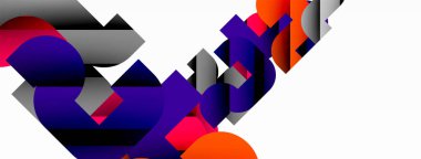 Soyut arkaplan. Siyah gölge çizgileri efektli renkli geometrik eğriler