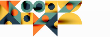 Renkli daireler, çizgiler, oklar, üçgenler ve diğer geometrik şekiller. Duvar Kağıdı, Sancak, Arkaplan, Kart, Kitap İllüstrasyonu, İniş Sayfası