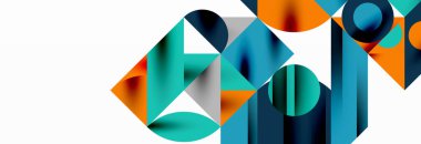 Renkli daireler, çizgiler, oklar, üçgenler ve diğer geometrik şekiller. Duvar Kağıdı, Sancak, Arkaplan, Kart, Kitap İllüstrasyonu, İniş Sayfası