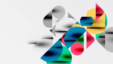 Renkli güzel daireler, yarı daireler, kareler ve yuvarlak üçgenler. Duvar kağıdı, afiş, arkaplan, kart, kitap illüstrasyonu, iniş sayfası için geometrik mozaik mozaik desen soyut arkaplan