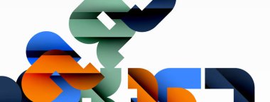 Beyaz üzerinde renkli geometrik şekiller