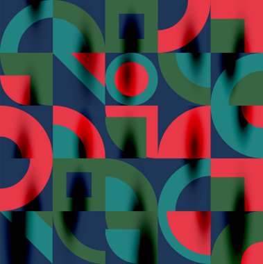 Neo memphis geometrik desenli daireler, kareler. Kapaklar, afişler, el ilanları ve posterler ve diğer şablonlar için pop sanatları soyut arka plan