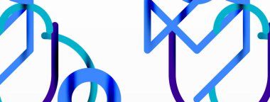 Soyut arkaplan. Çemberler ve renkli yuvarlak çizgiler. Doğrusal geometrik minimal tasarım