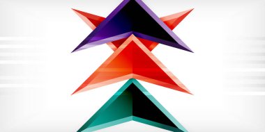 3d efektli oklar soyut arkaplan. Açık gri arkaplanda üçgenler