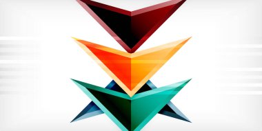 3d efektli oklar soyut arkaplan. Açık gri arkaplanda üçgenler