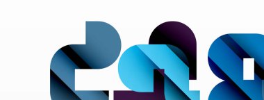 Beyaz üzerinde renkli geometrik şekiller