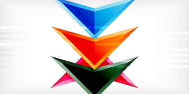 3d efektli oklar soyut arkaplan. Açık gri arkaplanda üçgenler