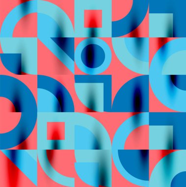 Neo memphis geometrik desenli daireler, kareler. Kapaklar, afişler, el ilanları ve posterler ve diğer şablonlar için pop sanatları soyut arka plan