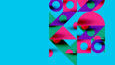 Renkli üçgenler kare geometrik tasarımı daire içine alır. Duvar kağıdı, afiş, arkaplan, kart, kitap illüstrasyonu, iniş sayfası için soyut arkaplan