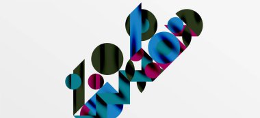 Geometrik neo desenler. Kapaklar, afişler, el ilanları ve posterler ve diğer şablonlar için soyut arkaplan