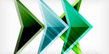 3d efektli oklar soyut arkaplan. Açık gri arkaplanda üçgenler