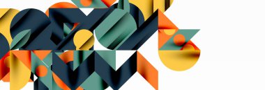 Renkli daireler, çizgiler, oklar, üçgenler ve diğer geometrik şekiller. Duvar Kağıdı, Sancak, Arkaplan, Kart, Kitap İllüstrasyonu, İniş Sayfası