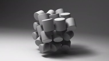 Soyut küp hareket grafikleri. Beyaz siyah renkler, gri geometrik video arkaplanı