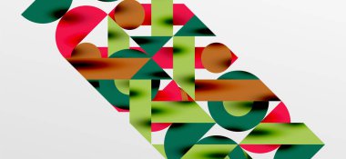 Daireler ve gölgeler. Renkli yuvarlak elementler, üçgenler, yarı daireler ve diğer şekiller. Duvar Kağıdı, Sancak, Arkaplan, Kart, Kitap İllüstrasyonu, İniş Sayfası