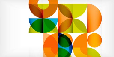 Minimum geometrik soyut arkaplan. Çember kare ve üçgen tasarım. Duvar kağıdı, afiş, arkaplan veya iniş için moda tekno iş şablonu