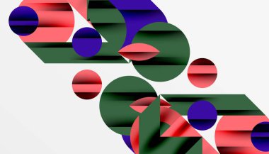 Neo memphis geometrik deseni daireler, kareler ve çizgilerle. Kapaklar, afişler, el ilanları ve posterler ve diğer şablonlar için pop sanatları soyut arka plan