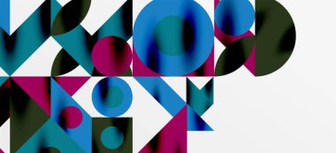 Geometrik neo desenler. Kapaklar, afişler, el ilanları ve posterler ve diğer şablonlar için soyut arkaplan
