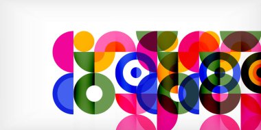 Minimum geometrik soyut arkaplan. Çember kare ve üçgen tasarım. Duvar kağıdı, afiş, arkaplan veya iniş için moda tekno iş şablonu