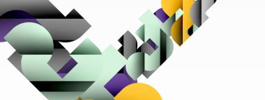 Beyaz üzerinde renkli geometrik şekiller