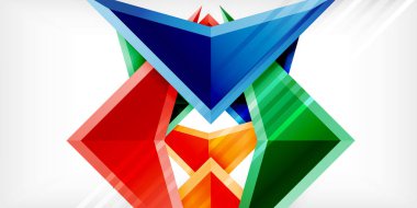 3d efektli oklar soyut arkaplan. Açık gri arkaplanda üçgenler