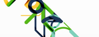 Soyut arkaplan. Çemberler ve renkli yuvarlak çizgiler. Doğrusal geometrik minimal tasarım