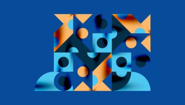 Renkli üçgenler kare geometrik tasarımı daire içine alır. Duvar kağıdı, afiş, arkaplan, kart, kitap illüstrasyonu, iniş sayfası için soyut arkaplan