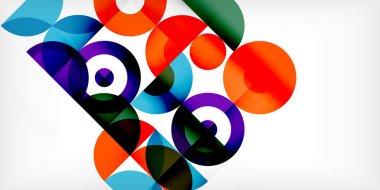 Minimum geometrik soyut arkaplan. Çember kare ve üçgen tasarım. Duvar kağıdı, afiş, arkaplan veya iniş için moda tekno iş şablonu