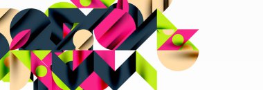 Renkli daireler, çizgiler, oklar, üçgenler ve diğer geometrik şekiller. Duvar Kağıdı, Sancak, Arkaplan, Kart, Kitap İllüstrasyonu, İniş Sayfası