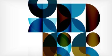 Minimum geometrik soyut arkaplan. Çember kare ve üçgen tasarım. Duvar kağıdı, afiş, arkaplan veya iniş için moda tekno iş şablonu