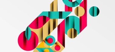 Geometrik neo desenler. Kapaklar, afişler, el ilanları ve posterler ve diğer şablonlar için soyut arkaplan