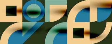 Neo memphis geometrik desenli daireler, kareler. Kapaklar, afişler, el ilanları ve posterler ve diğer şablonlar için pop sanatları soyut arka plan