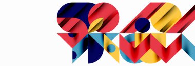 Renkli daireler, çizgiler, oklar, üçgenler ve diğer geometrik şekiller. Duvar Kağıdı, Sancak, Arkaplan, Kart, Kitap İllüstrasyonu, İniş Sayfası