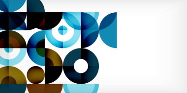 Minimum geometrik soyut arkaplan. Çember kare ve üçgen tasarım. Duvar kağıdı, afiş, arkaplan veya iniş için moda tekno iş şablonu