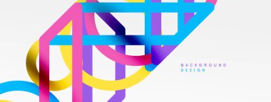 Soyut arkaplan - çizgilerden oluşan renkli geometrik şekiller. Teknoloji veya iş dijital şablonu