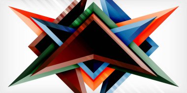 3d efektli oklar soyut arkaplan. Açık gri arkaplanda üçgenler