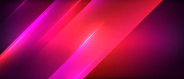 Neon dinamik köşegen ışık ışınları arka planı. Duvar kağıdı, bayrak, sunum, arkaplan için tekno dijital geometrik konsept tasarımı