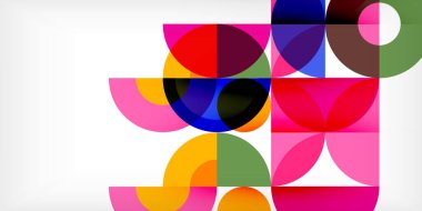 Minimum geometrik soyut arkaplan. Çember kare ve üçgen tasarım. Duvar kağıdı, afiş, arkaplan veya iniş için moda tekno iş şablonu