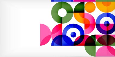 Minimum geometrik soyut arkaplan. Çember kare ve üçgen tasarım. Duvar kağıdı, afiş, arkaplan veya iniş için moda tekno iş şablonu