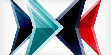 3d efektli oklar soyut arkaplan. Açık gri arkaplanda üçgenler