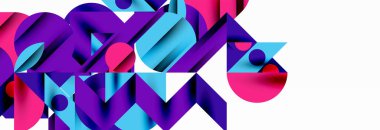 Renkli daireler, çizgiler, oklar, üçgenler ve diğer geometrik şekiller. Duvar Kağıdı, Sancak, Arkaplan, Kart, Kitap İllüstrasyonu, İniş Sayfası