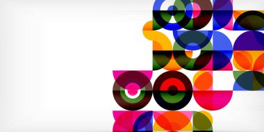 Minimum geometrik soyut arkaplan. Çember kare ve üçgen tasarım. Duvar kağıdı, afiş, arkaplan veya iniş için moda tekno iş şablonu