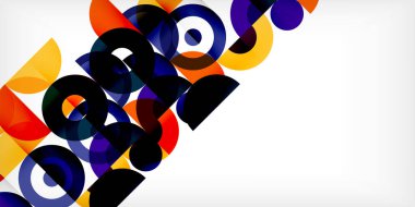 Minimum geometrik soyut arkaplan. Çember kare ve üçgen tasarım. Duvar kağıdı, afiş, arkaplan veya iniş için moda tekno iş şablonu