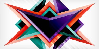 3d efektli oklar soyut arkaplan. Açık gri arkaplanda üçgenler