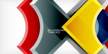 Kare, ok şekilleri yuvarlak elementlerle vektör ilülasyonu Duvar kağıdı, bayrak, arkaplan, kart, kitap illüstrasyonu, iniş sayfası