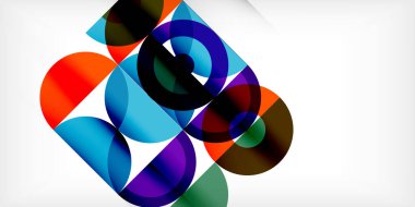 Minimum geometrik soyut arkaplan. Çember kare ve üçgen tasarım. Duvar kağıdı, afiş, arkaplan veya iniş için moda tekno iş şablonu