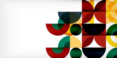 Minimum geometrik soyut arkaplan. Çember kare ve üçgen tasarım. Duvar kağıdı, afiş, arkaplan veya iniş için moda tekno iş şablonu